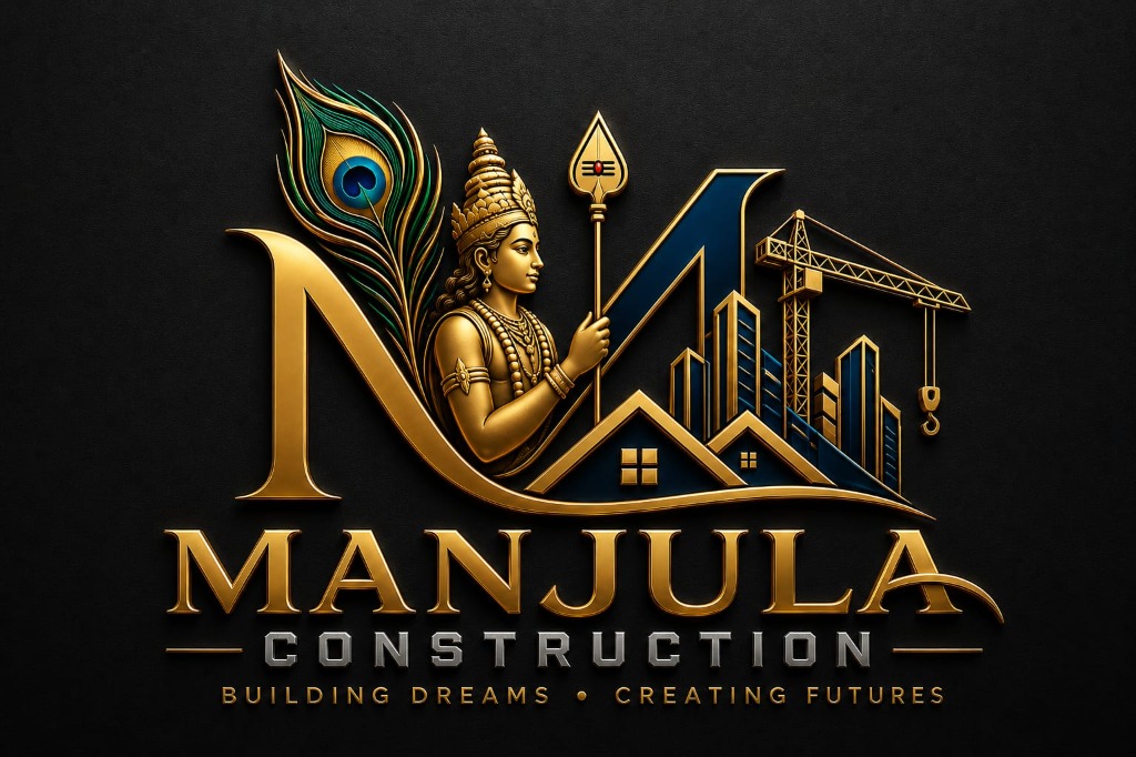 Manjula Construction Crest Logo